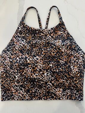 Old Navy Brown and Black Powersoft Padded Sports Bra - Size Medium